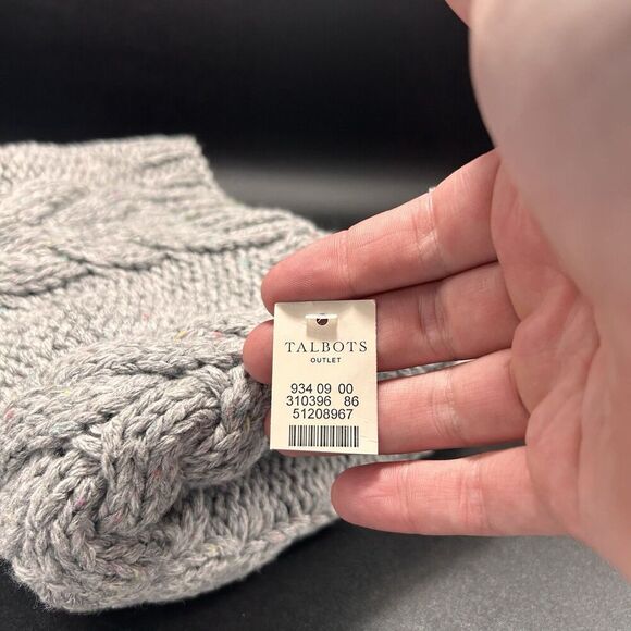 New Talbots Scarf Women's One Size Grey Speckled Cable Knit Pullover - Picture 2 of 5